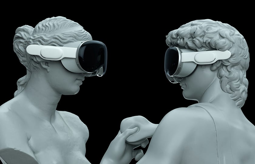 Symbolbild: zwei Statuen mit VR-Brillen