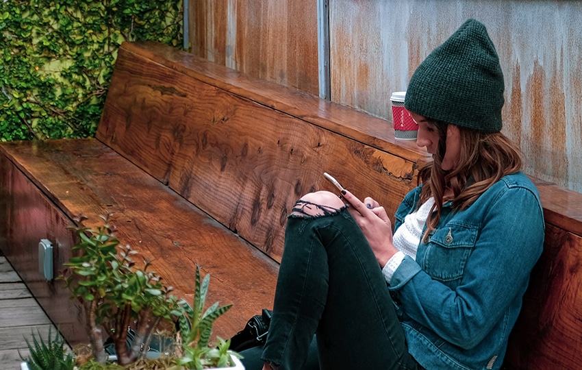 young girl with smartphone