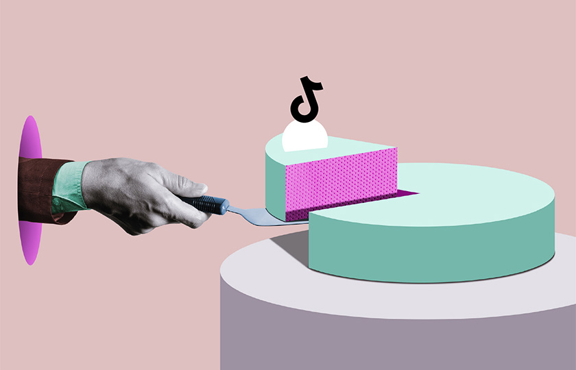 Illustration Tortenstück mit TikTok Logo