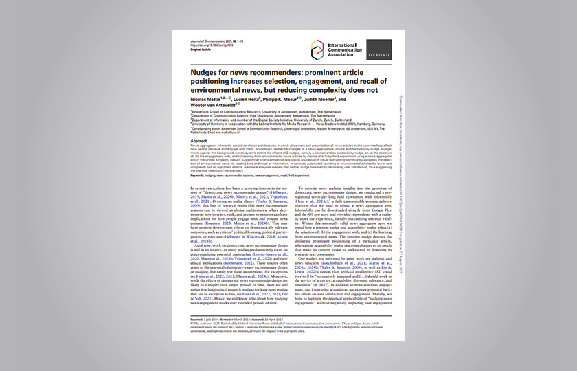 Cover of an article by Judith Möller et al. in the journal