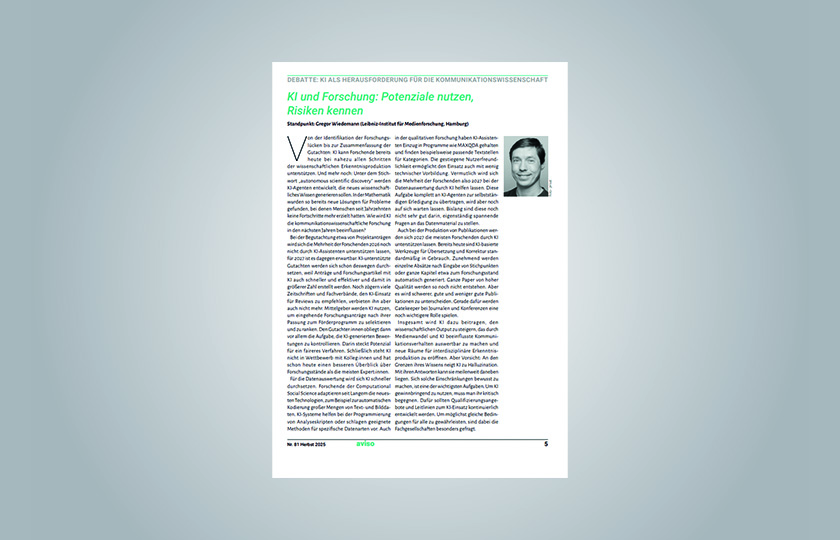 Screenshot of the article by Dr. Gregor Wiedemann, AVISO, issue no. 81 (Fall 2025)