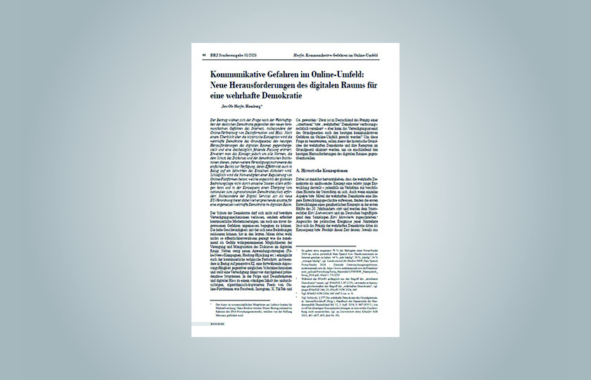 Publication by Jan-Ole Harfst in the special edition