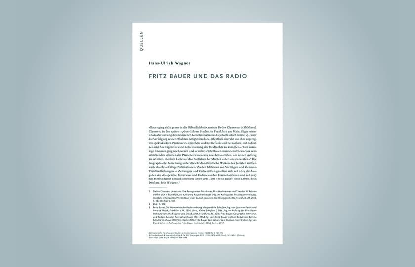 Cover der Publikation "Fritz Bauer und das Radio" von Hans-Ulrich Wagner